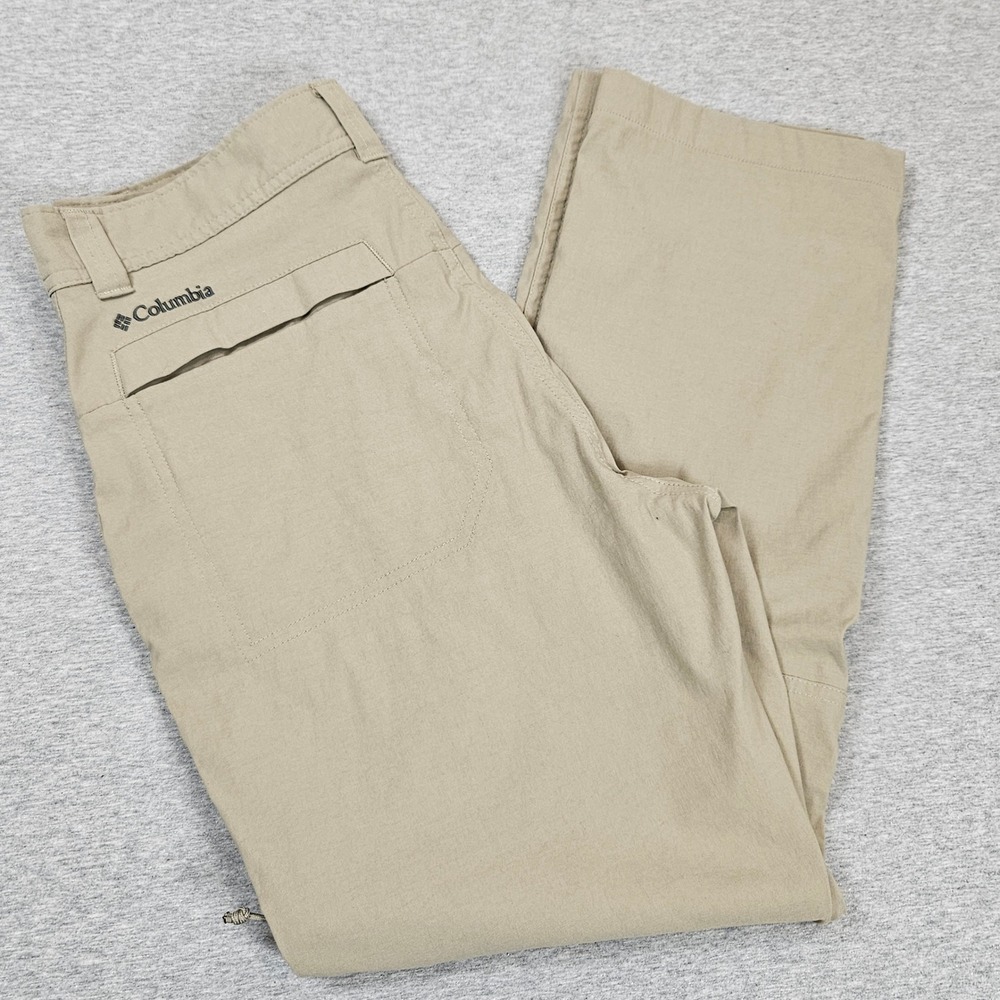 Columbia Mens Tan Hiking Pants Nylon Stretch Articulated Knee Size 31x27.5
